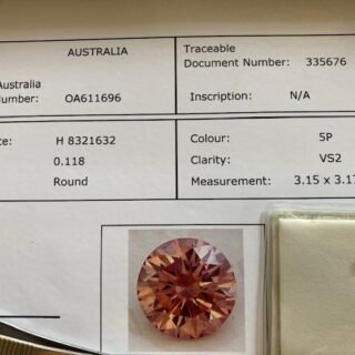Argyle Pink Diamond 0.118ct 5P VS2