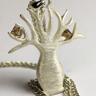 Silver Boab Tree Pendant & Sawn Octahedron Diamonds